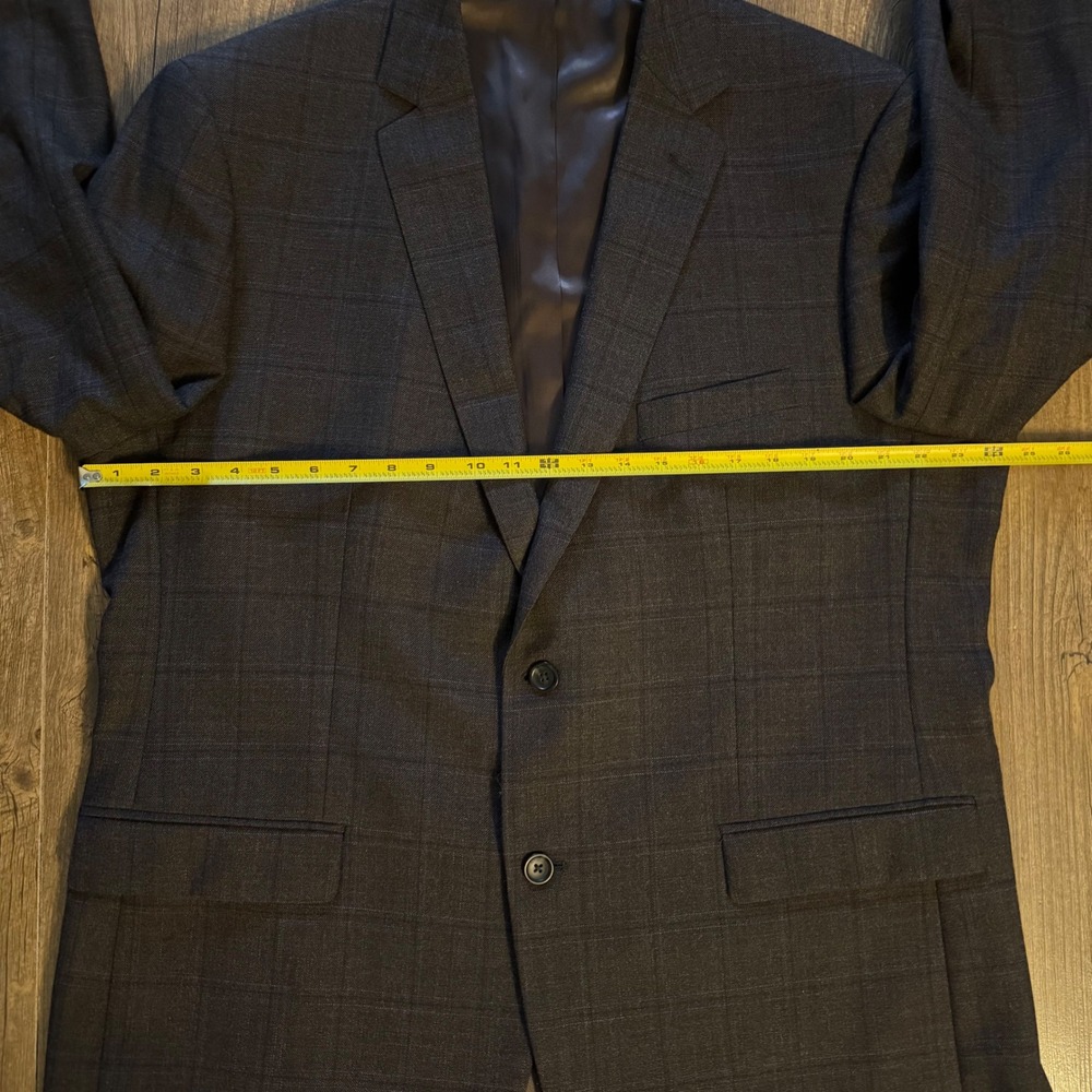 Pronto Uomo Platinum Blazer Charcoal Grey Brown Windowpane 100% Wool 48 Long - Picture 11 of 13